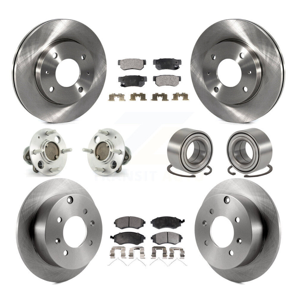Front Rear Wheel Hub Bearings Assembly Disc Brake Rotors And Ceramic Pads Kit (10Pc) For Hyundai Sonata Non-ABS KBB-106976