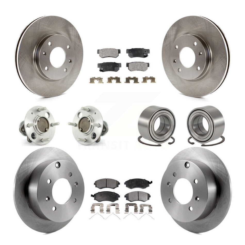 Front Rear Wheel Hub Bearings Assembly Disc Brake Rotors And Ceramic Pads Kit (10Pc) For 2004 Hyundai Sonata Non-ABS To 09 03 KBB-106977