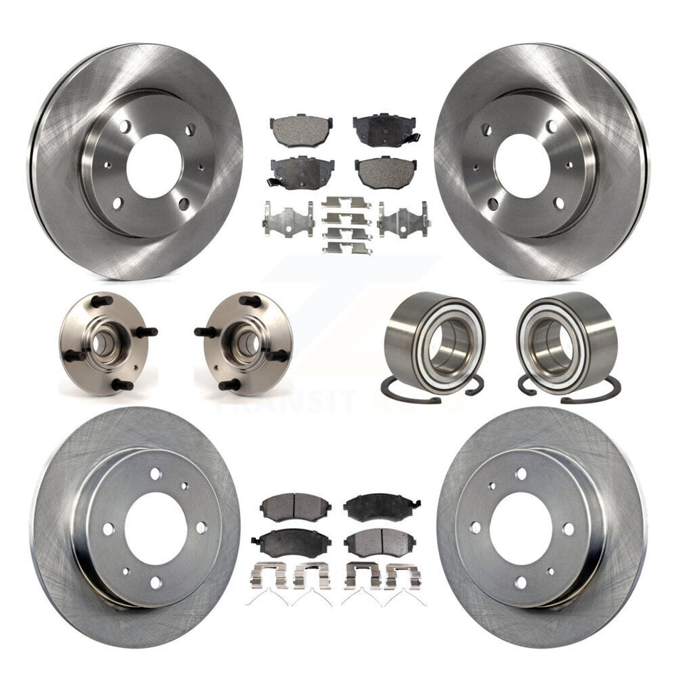 Front Rear Wheel Hub Bearings Assembly Disc Brake Rotors And Ceramic Pads Kit (10Pc) For Hyundai Elantra KBB-106982