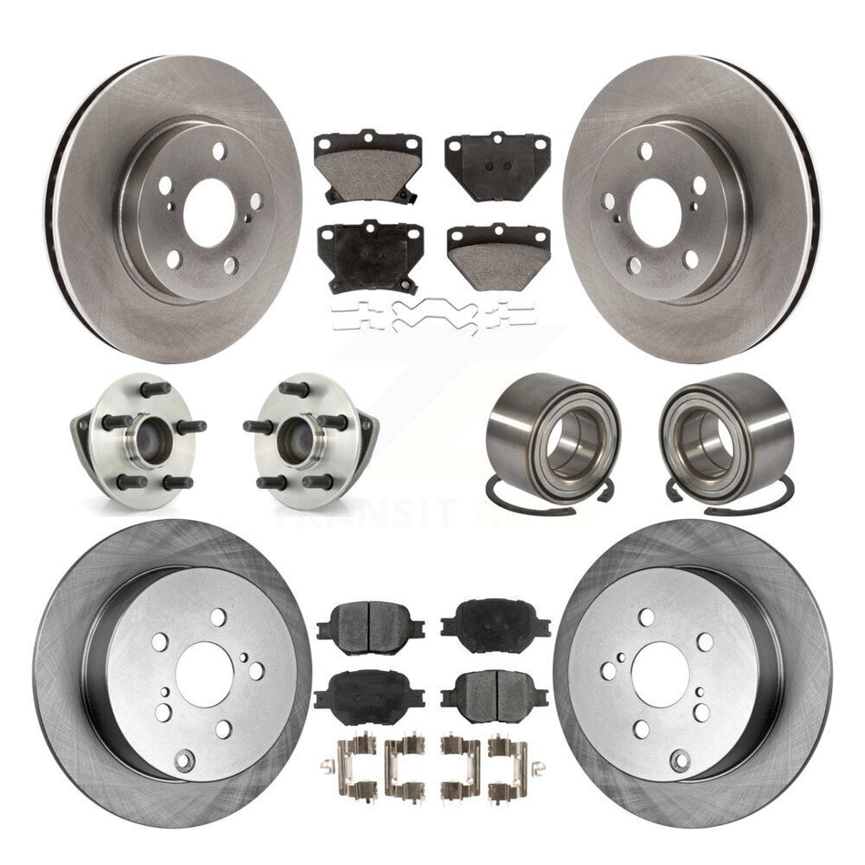 Front Rear Wheel Hub Bearings Assembly Disc Brake Rotors And Ceramic Pads Kit (10Pc) For 2001 Toyota Celica GT with Non-ABS KBB-106994