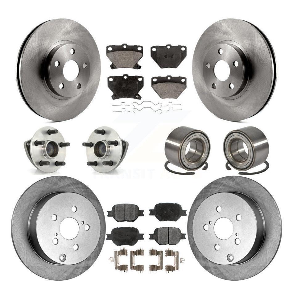Front Rear Wheel Hub Bearings Assembly Disc Brake Rotors And Ceramic Pads Kit (10Pc) For Toyota Celica KBB-106996