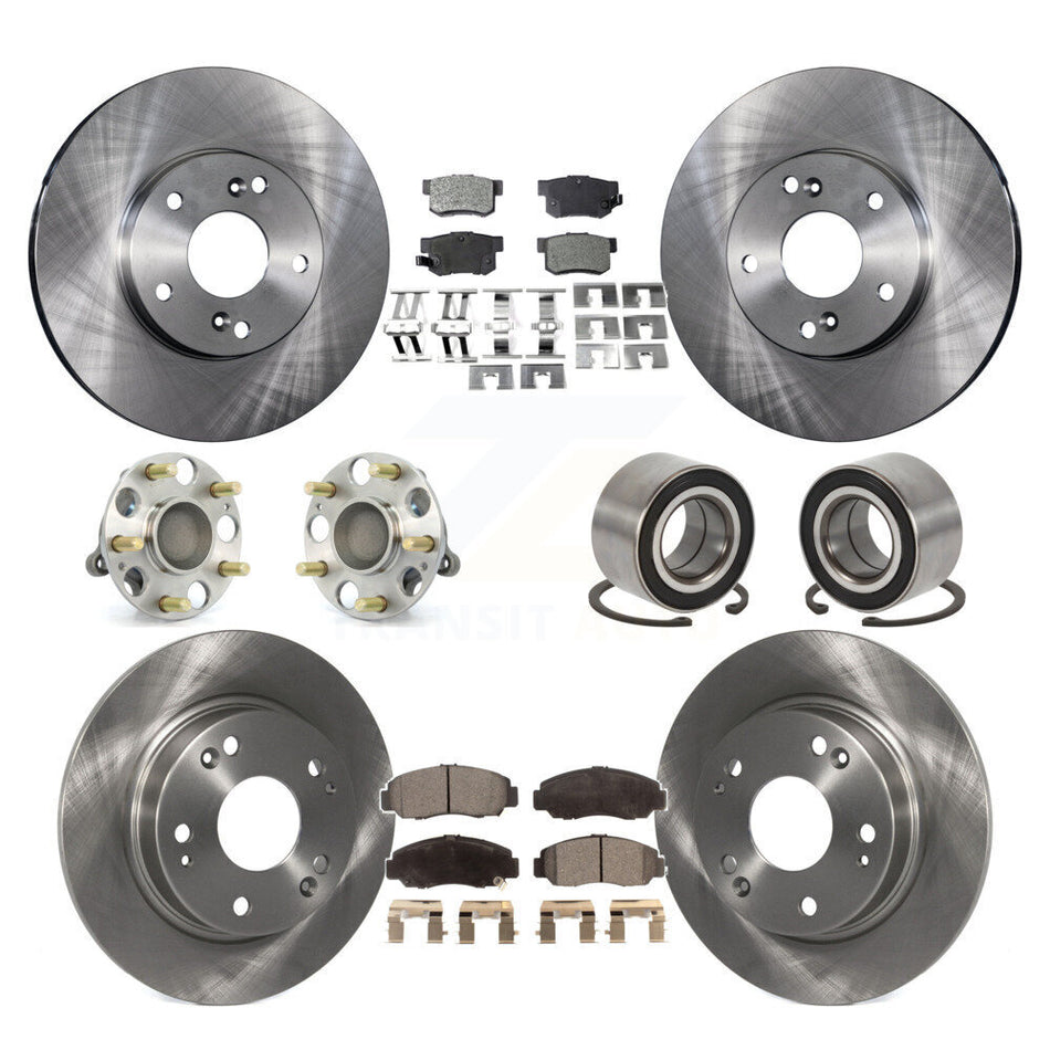 Front Rear Wheel Hub Bearings Assembly Disc Brake Rotors And Ceramic Pads Kit (10Pc) For Acura CSX KBB-106999
