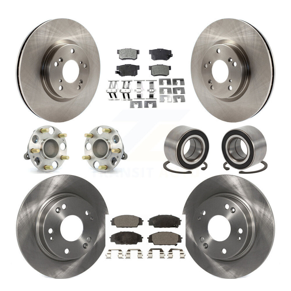 Front Rear Wheel Hub Bearings Assembly Disc Brake Rotors And Ceramic Pads Kit (10Pc) For Honda Civic Acura CSX KBB-107000