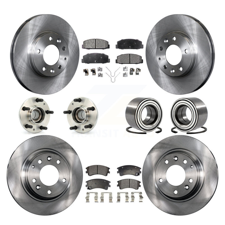 Front Rear Wheel Hub Bearings Assembly Disc Brake Rotors And Ceramic Pads Kit (10Pc) For Mazda 6 KBB-107017