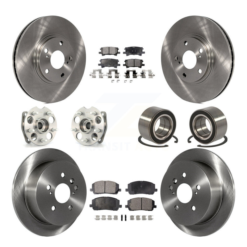 Front Rear Wheel Hub Bearings Assembly Disc Brake Rotors And Ceramic Pads Kit (10Pc) For Toyota Highlander KBB-107023