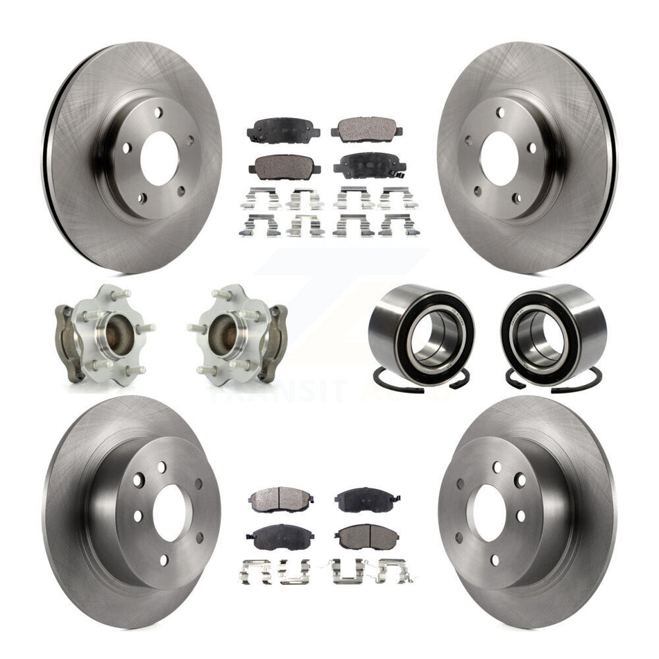 Front Rear Wheel Hub Bearings Assembly Disc Brake Rotors And Ceramic Pads Kit (10Pc) For Nissan Altima KBB-107028