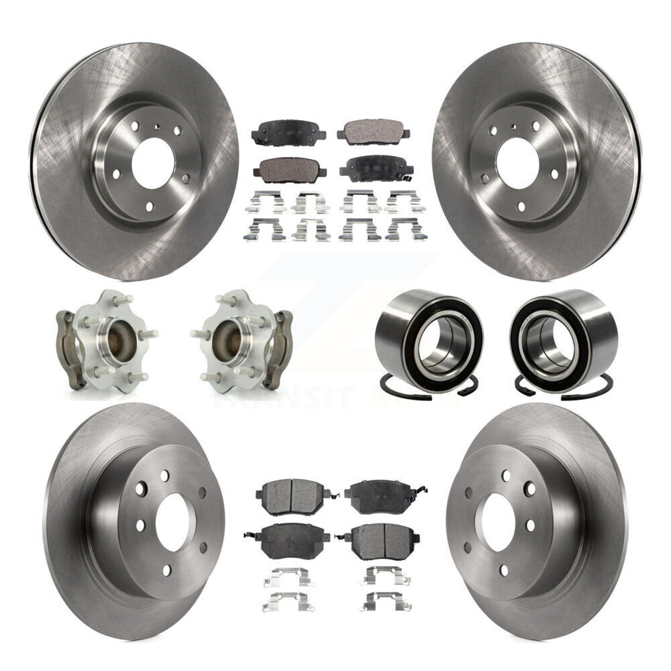 Front Rear Wheel Hub Bearings Assembly Disc Brake Rotors And Ceramic Pads Kit (10Pc) For Nissan Altima Maxima KBB-107030