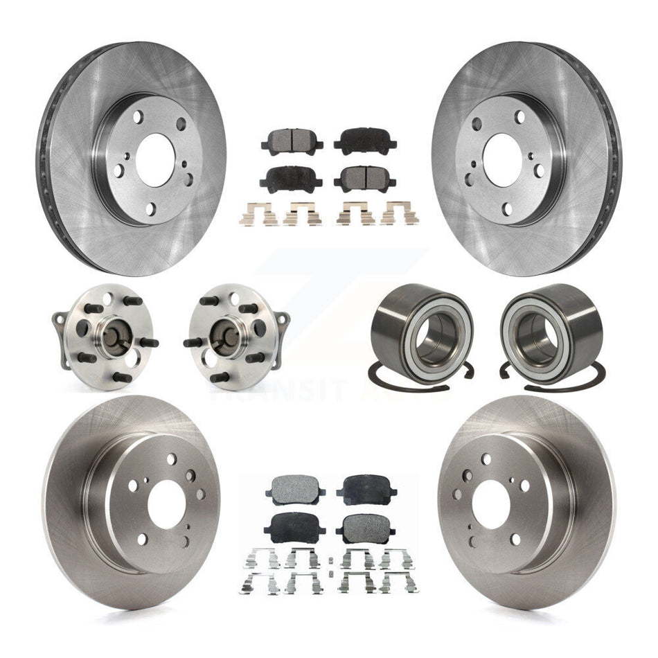 Front Rear Wheel Hub Bearings Assembly Disc Brake Rotors And Ceramic Pads Kit (10Pc) For 2000-2004 Toyota Avalon KBB-107037