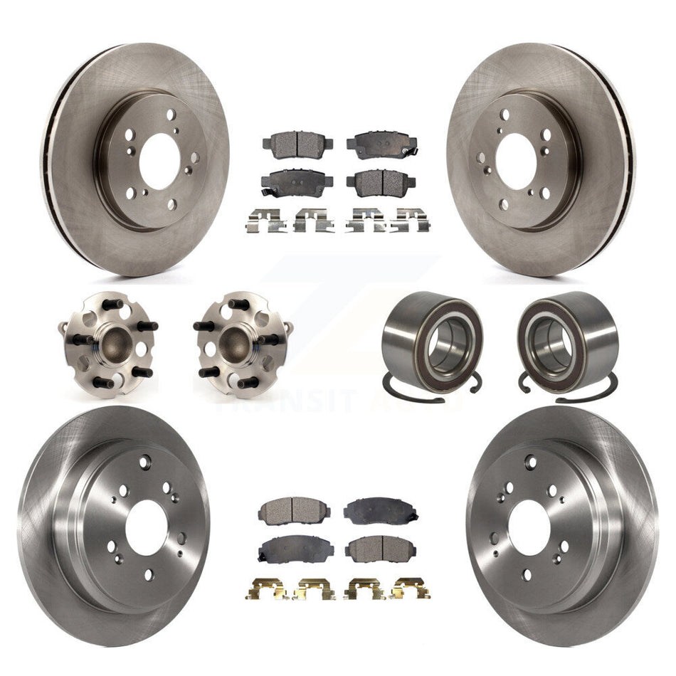 Front Rear Wheel Hub Bearings Assembly Disc Brake Rotors And Ceramic Pads Kit (10Pc) For 2005-2010 Honda Odyssey KBB-107045