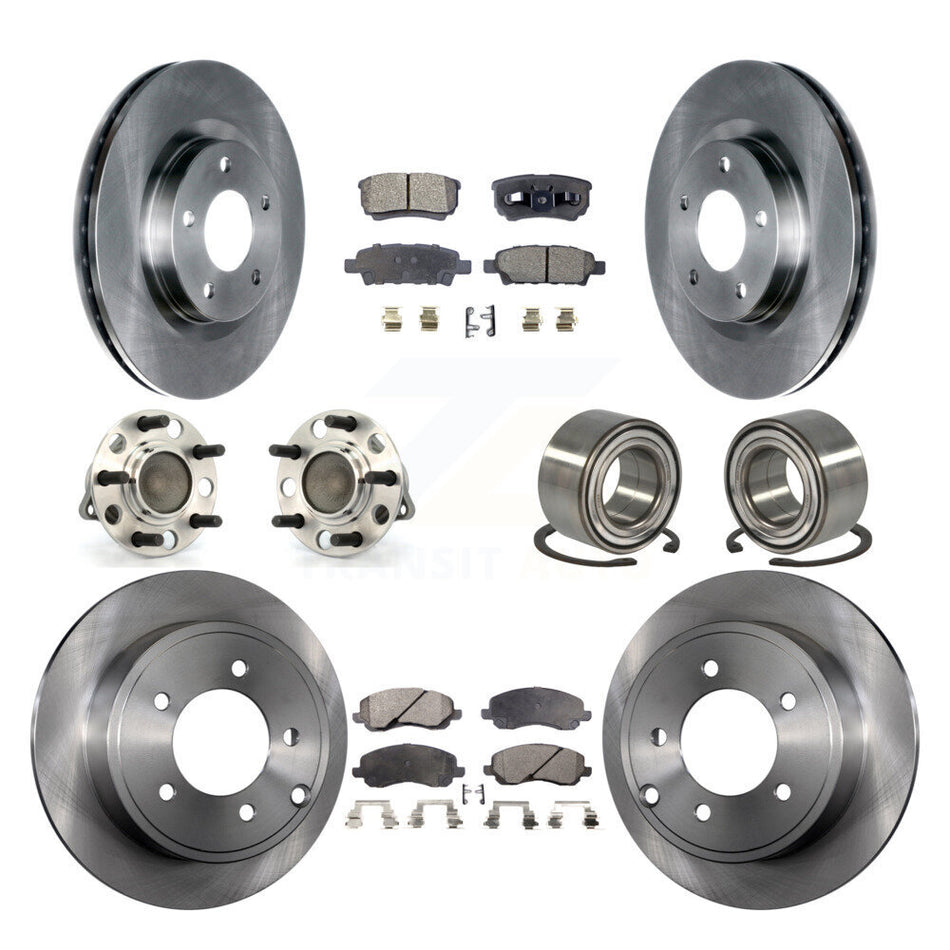Front Rear Wheel Hub Bearings Assembly Disc Brake Rotors And Ceramic Pads Kit (10Pc) For Jeep Patriot Compass Dodge Caliber KBB-107061