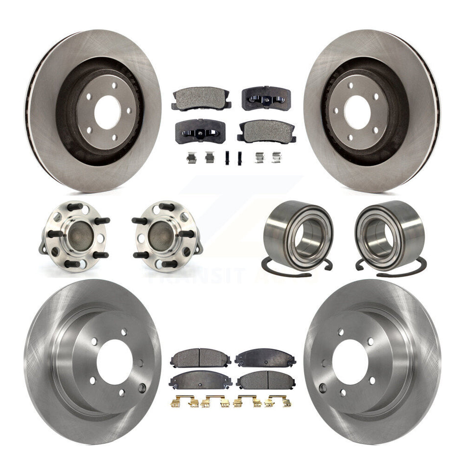 Front Rear Wheel Hub Bearings Assembly Disc Brake Rotors And Ceramic Pads Kit (10Pc) For Dodge Caliber KBB-107063