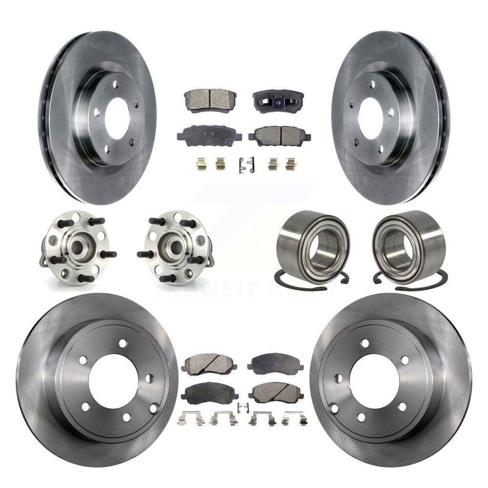 Front Rear Wheel Hub Bearings Assembly Disc Brake Rotors And Ceramic Pads Kit (10Pc) For Jeep Patriot Compass Dodge Caliber KBB-107064