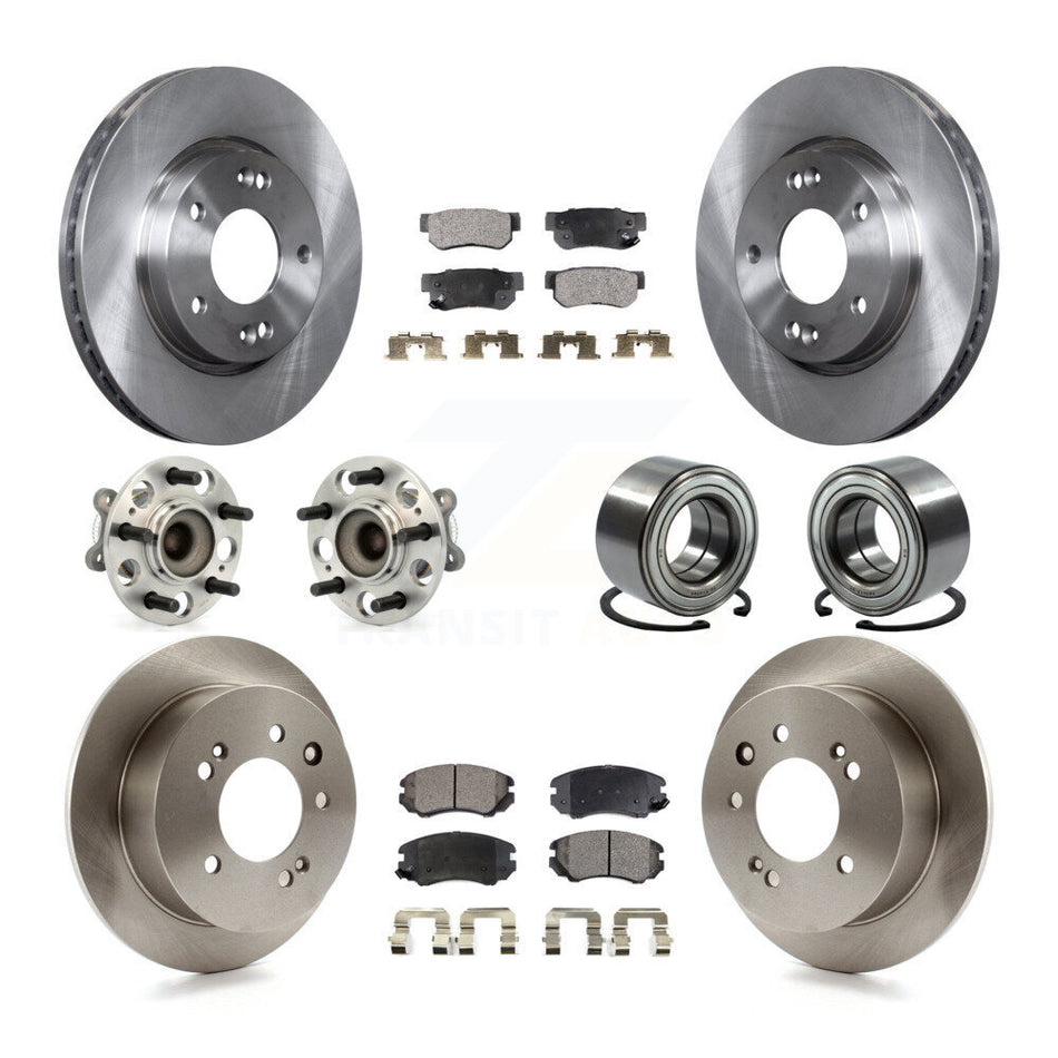 Front Rear Wheel Hub Bearings Assembly Disc Brake Rotors And Ceramic Pads Kit (10Pc) For Hyundai Elantra KBB-107070