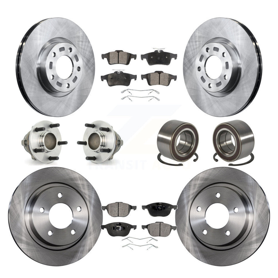 Front Rear Wheel Hub Bearings Assembly Disc Brake Rotors And Ceramic Pads Kit (10Pc) For Mazda 3 Sport KBB-107081