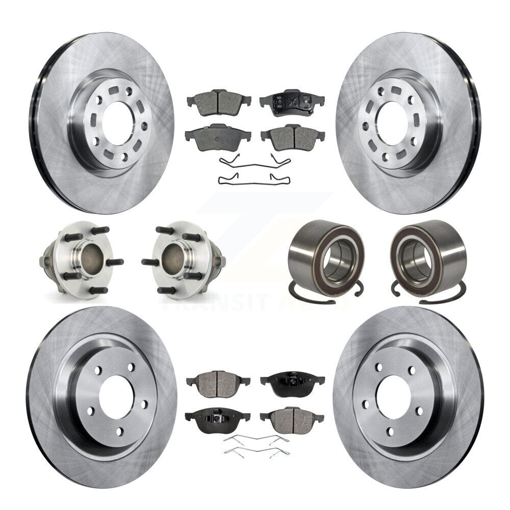 Front Rear Hub Bearings Disc Brake Rotors And Pads Kit (10Pc) For 2006 Mazda 5 To 02 06 KBB-107083