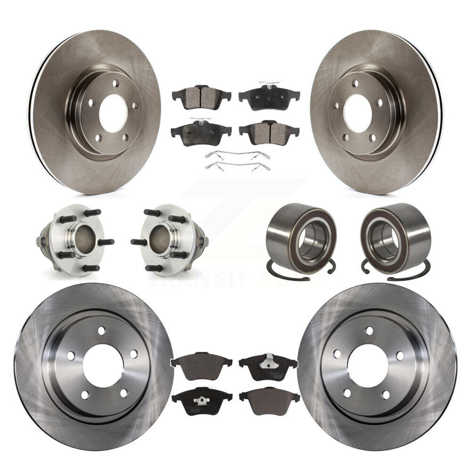 Front Rear Wheel Hub Bearings Assembly Disc Brake Rotors And Ceramic Pads Kit (10Pc) For Mazda 3 KBB-107086