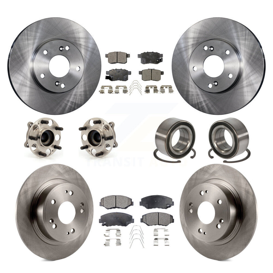 Front Rear Wheel Hub Bearings Assembly Disc Brake Rotors And Ceramic Pads Kit (10Pc) For Honda Accord KBB-107092