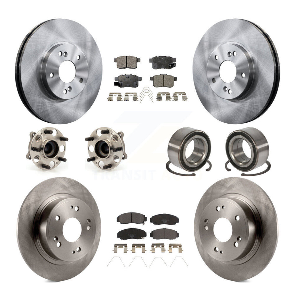 Front Rear Wheel Hub Bearings Assembly Disc Brake Rotors And Ceramic Pads Kit (10Pc) For Honda Accord Acura TSX KBB-107093