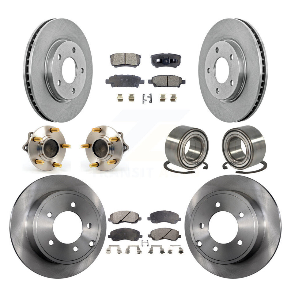 Front Rear Wheel Hub Bearings Assembly Disc Brake Rotors And Ceramic Pads Kit (10Pc) For Mitsubishi Lancer KBB-107111