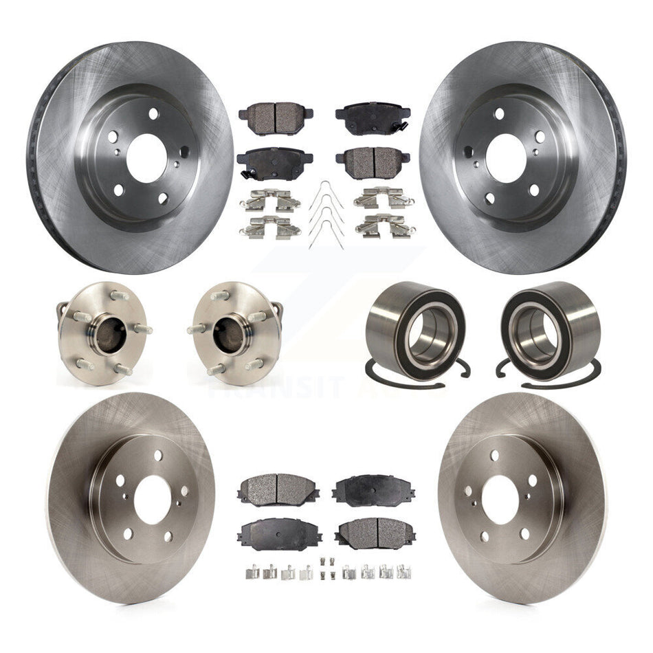Front Rear Wheel Hub Bearings Assembly Disc Brake Rotors And Ceramic Pads Kit (10Pc) For 2009-2013 Toyota Matrix S with FWD 2.4L KBB-107123