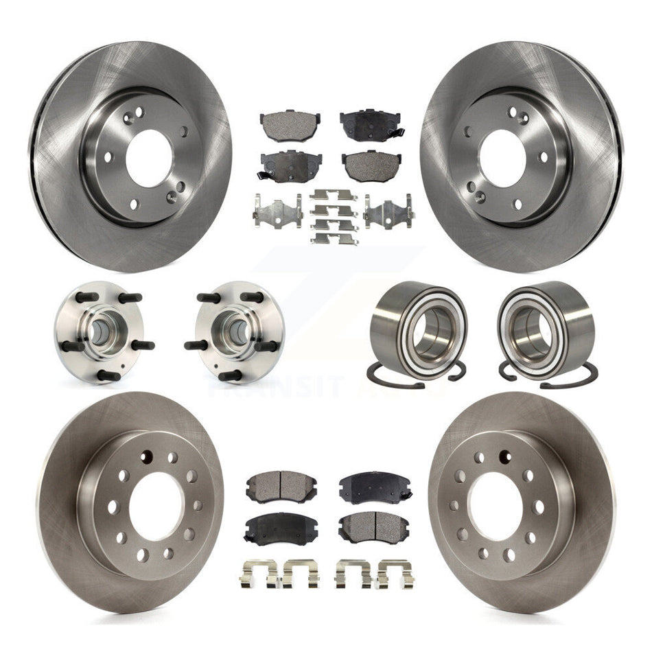 Front Rear Wheel Hub Bearings Assembly Disc Brake Rotors And Ceramic Pads Kit (10Pc) For Hyundai Tiburon KBB-107130