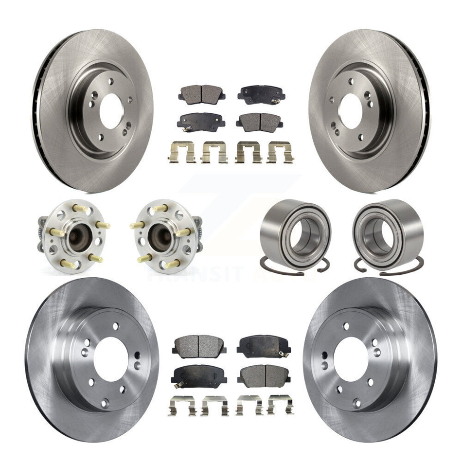 Front Rear Wheel Hub Bearings Assembly Disc Brake Rotors And Ceramic Pads Kit (10Pc) For Kia Optima 2.0L KBB-107162
