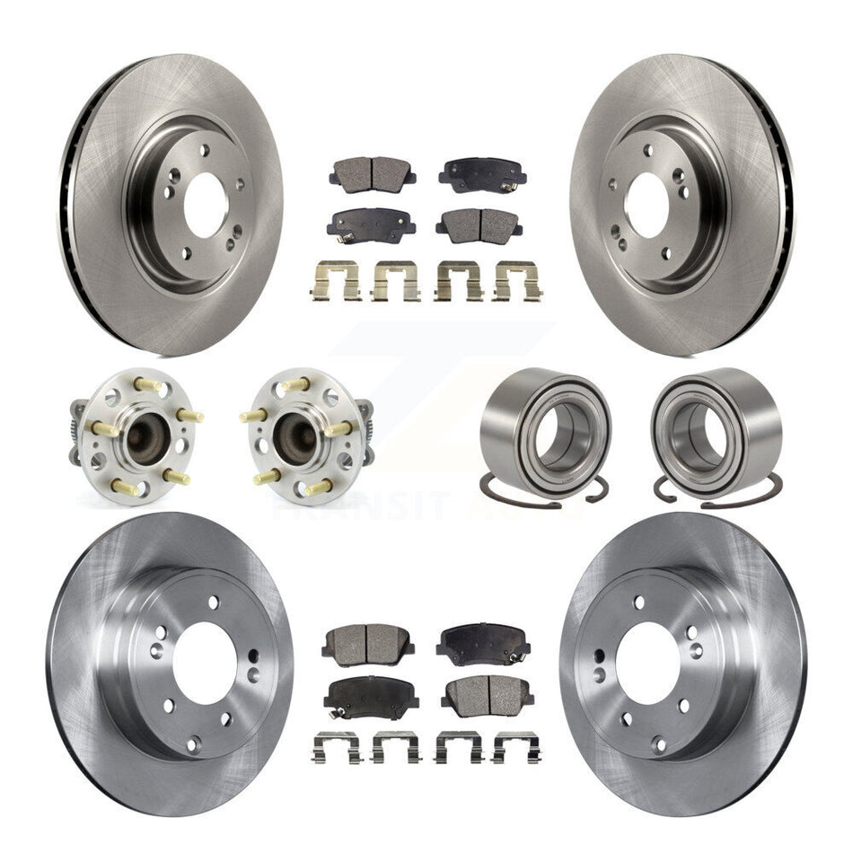 Front Rear Wheel Hub Bearings Assembly Disc Brake Rotors And Ceramic Pads Kit (10Pc) For Hyundai Azera KBB-107164