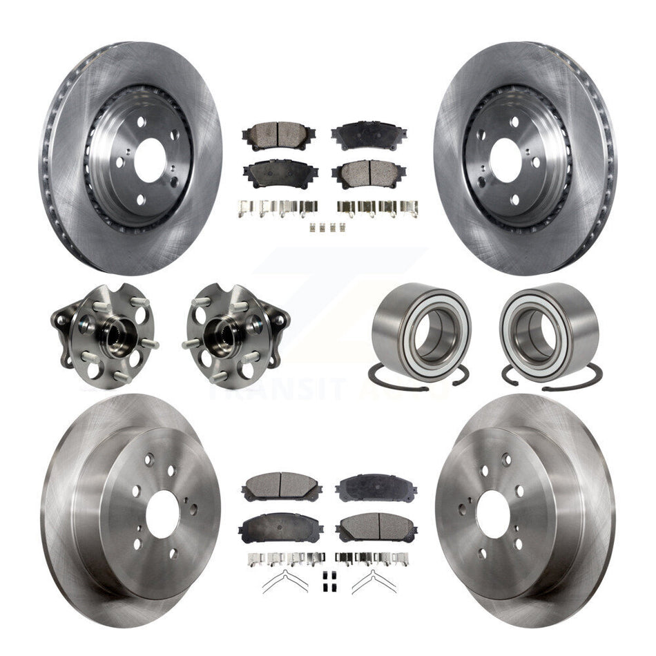 Front Rear Wheel Hub Bearings Assembly Disc Brake Rotors And Ceramic Pads Kit (10Pc) For 2011-2020 Toyota Sienna AWD KBB-107191