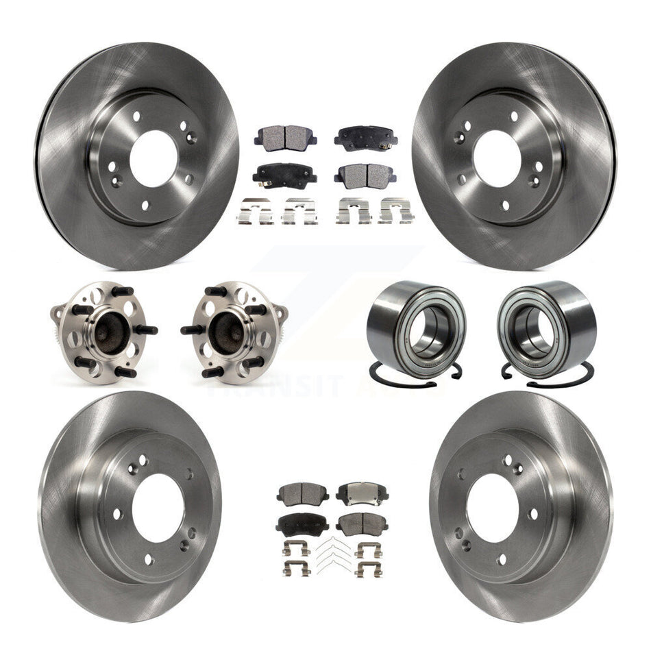 Front Rear Wheel Hub Bearings Assembly Disc Brake Rotors And Ceramic Pads Kit (10Pc) For Kia Forte Hyundai Elantra GT Forte5 KBB-107203