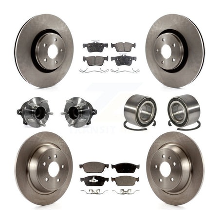 Front Rear Wheel Hub Bearing Disc Brake Rotor And Ceramic Pads Kit (10Pc) For Lincoln MKC KBB-107207