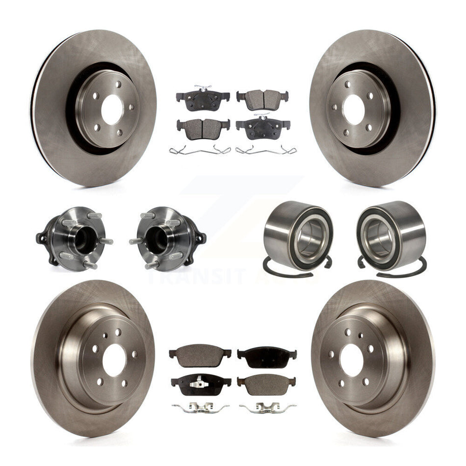 Front Rear Wheel Hub Bearing Disc Brake Rotor And Ceramic Pads Kit (10Pc) For Lincoln MKC KBB-107207