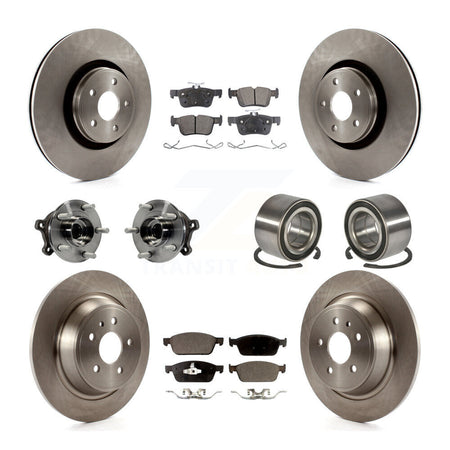 Front Rear Wheel Hub Bearing Disc Brake Rotor And Ceramic Pads Kit (10Pc) For Lincoln MKC KBB-107212