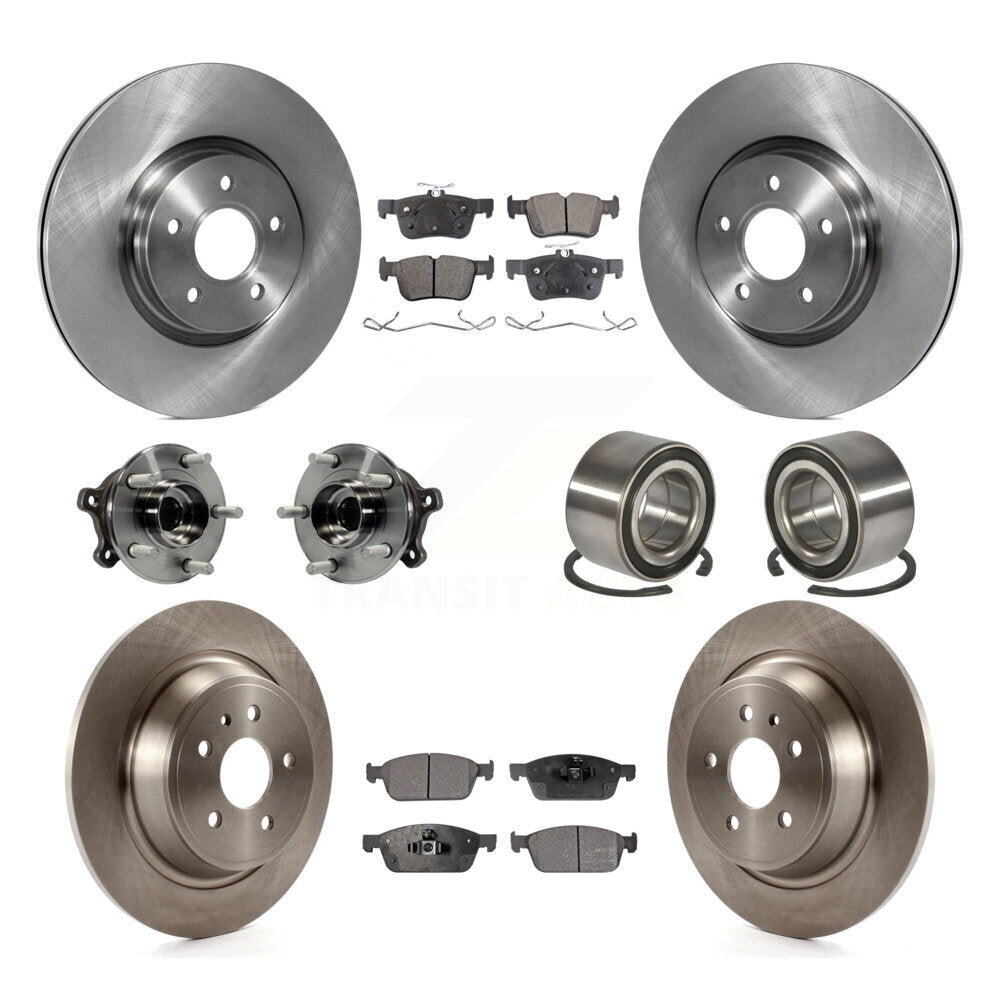 Front Rear Hub Bearings Disc Brake Rotors And Pads Kit (10Pc) For Ford Escape Lincoln MKC KBB-107214
