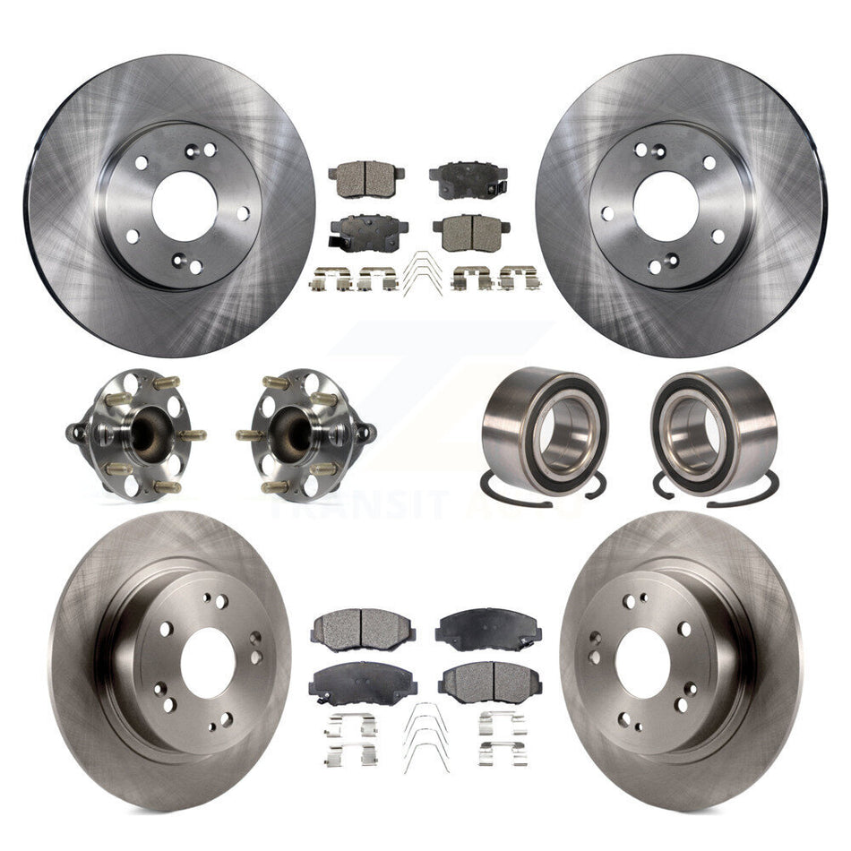 Front Rear Wheel Hub Bearings Assembly Disc Brake Rotors And Ceramic Pads Kit (10Pc) For Honda Accord KBB-107229