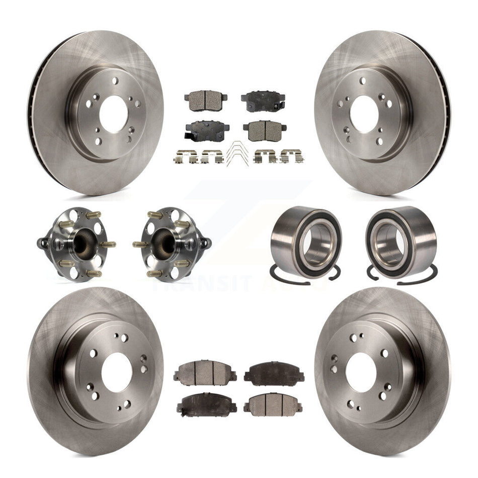 Front Rear Wheel Hub Bearings Assembly Disc Brake Rotors And Ceramic Pads Kit (10Pc) For Honda Accord KBB-107230