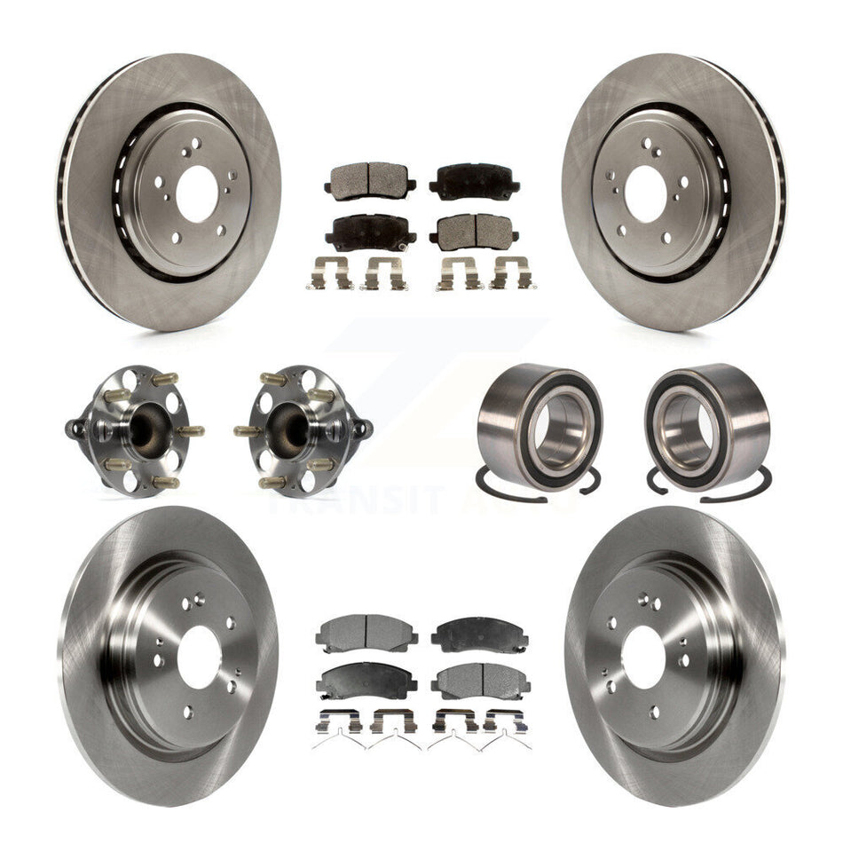 Front Rear Wheel Hub Bearings Assembly Disc Brake Rotors And Ceramic Pads Kit (10Pc) For 2015-2019 Acura TLX FWD KBB-107232