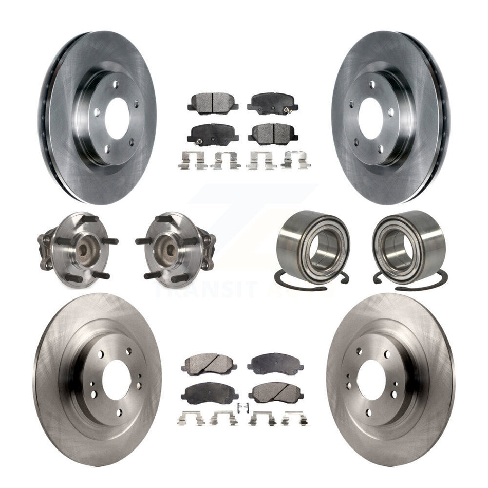 Front Rear Wheel Hub Bearings Assembly Disc Brake Rotors And Ceramic Pads Kit (10Pc) For Mitsubishi Outlander Sport RVR KBB-107237