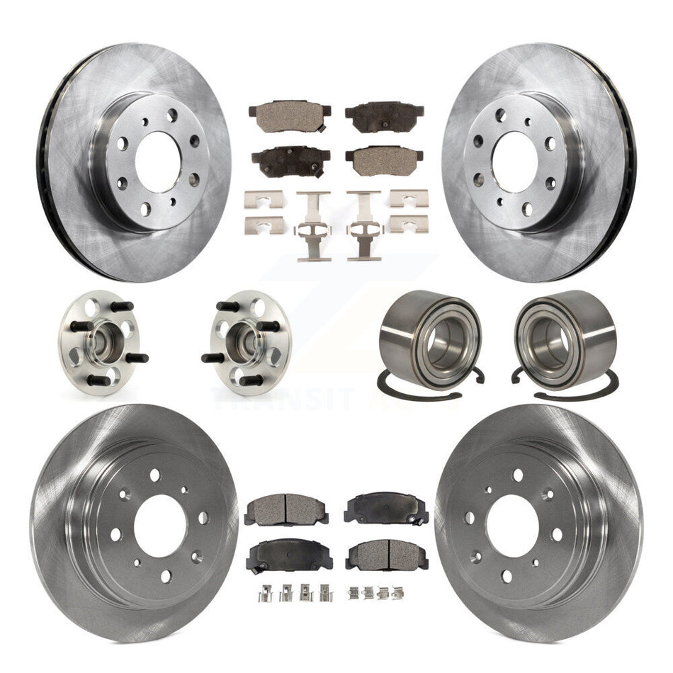 Front Rear Wheel Hub Bearings Assembly Disc Brake Rotors And Ceramic Pads Kit (10Pc) For 1994 Honda Civic del Sol S with Drum rear brakes KBB-107242