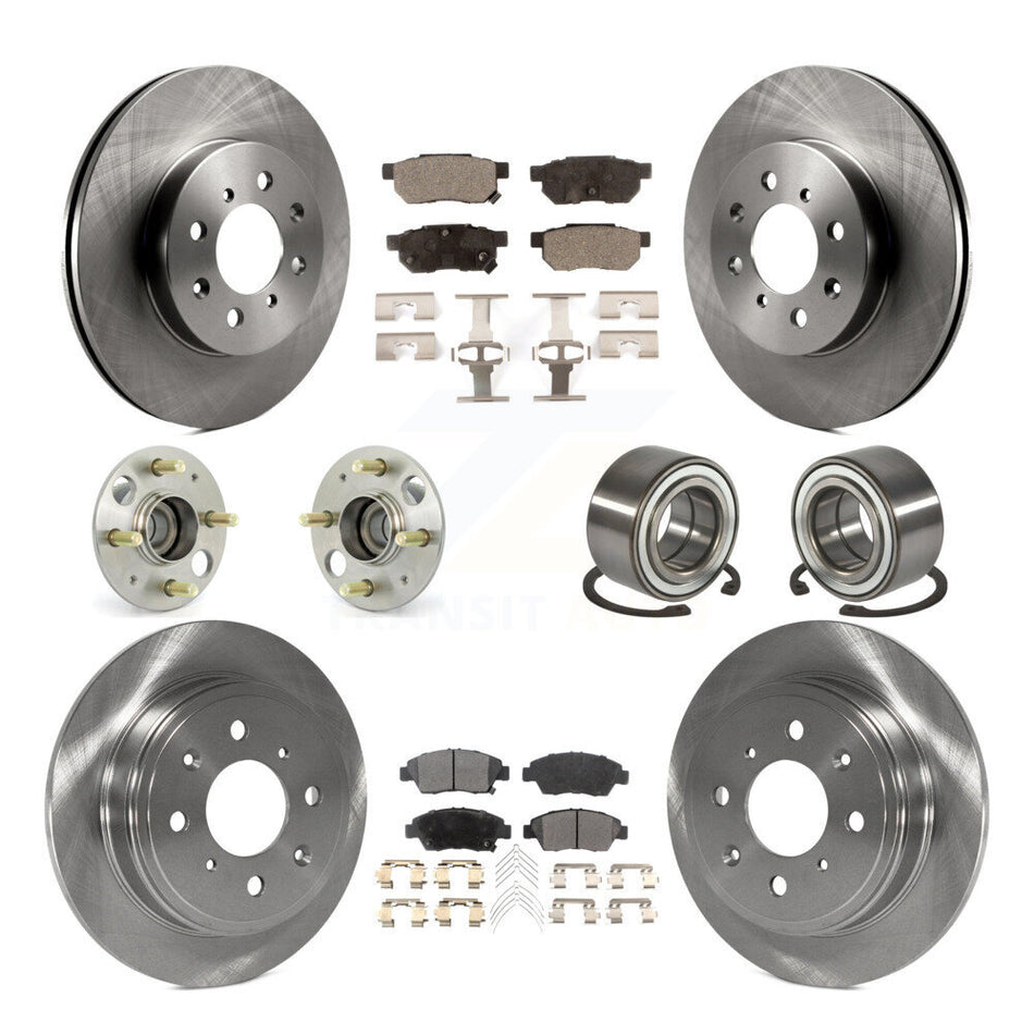 Front Rear Wheel Hub Bearings Assembly Disc Brake Rotors And Ceramic Pads Kit (10Pc) For Honda Civic del Sol KBB-107246