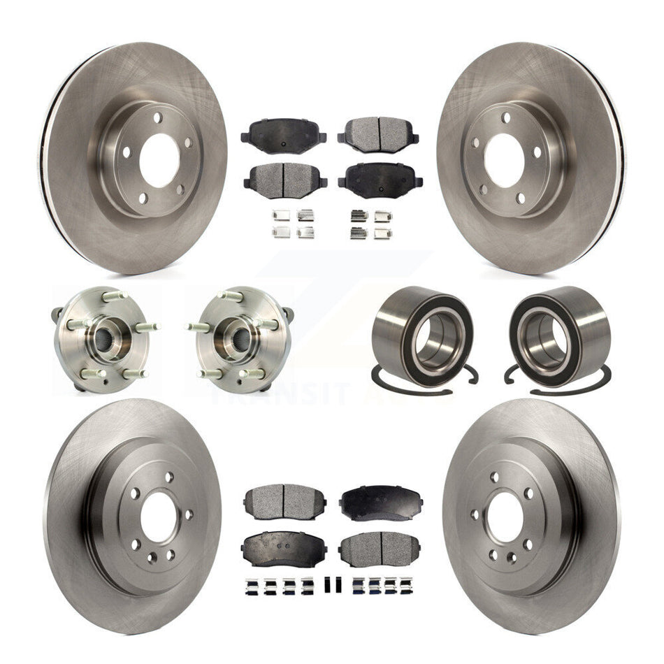 Front Rear Wheel Hub Bearings Assembly Disc Brake Rotors And Ceramic Pads Kit (10Pc) For Ford Edge Lincoln MKX KBB-107247