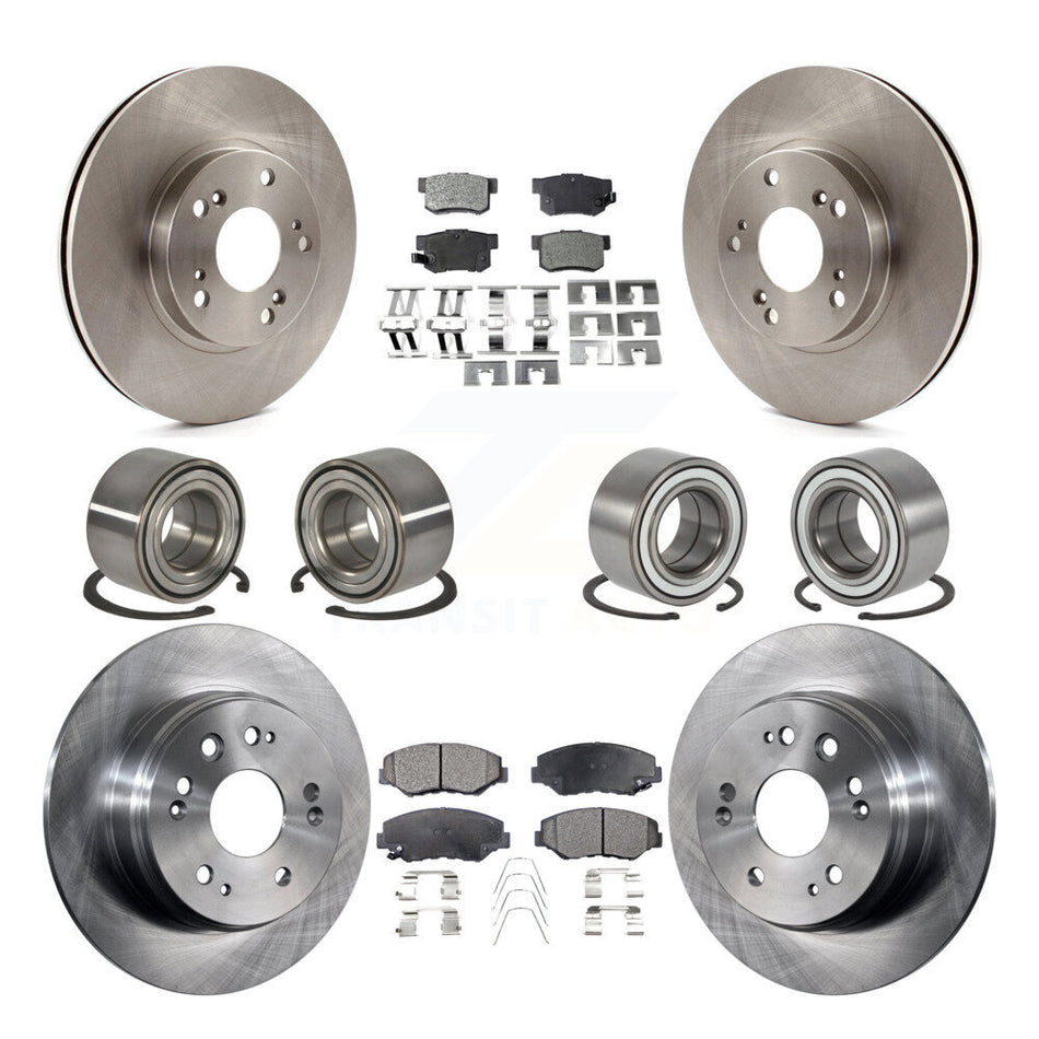 Front Rear Wheel Bearings Disc Brake Rotors And Ceramic Pads Kit (10Pc) For Honda CR-V KBB-107257