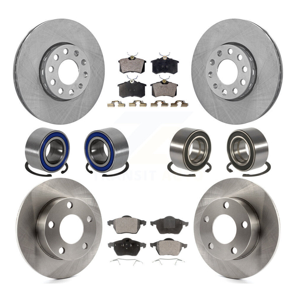 Front Rear Wheel Bearings Disc Brake Rotors And Ceramic Pads Kit (10Pc) For Volkswagen Passat AWD with 2.8L KBB-107269