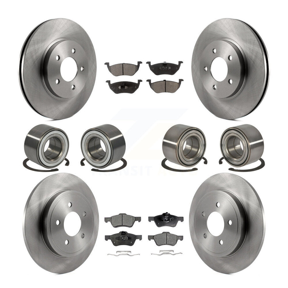 Front Rear Wheel Bearings Disc Brake Rotors And Ceramic Pads Kit (10Pc) For Ford Escape Mercury Mariner Mazda Tribute KBB-107276