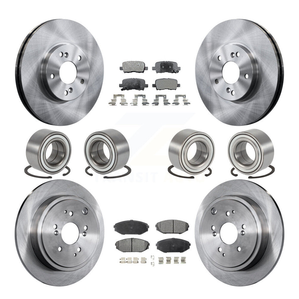 Front Rear Wheel Bearings Disc Brake Rotors And Ceramic Pads Kit (10Pc) For 2001-2002 Acura MDX KBB-107278