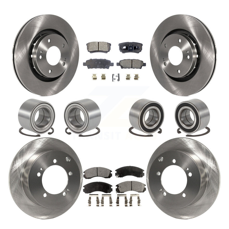 Front Rear Wheel Bearings Disc Brake Rotors And Ceramic Pads Kit (10Pc) For 2005-2006 Mitsubishi Outlander AWD KBB-107292