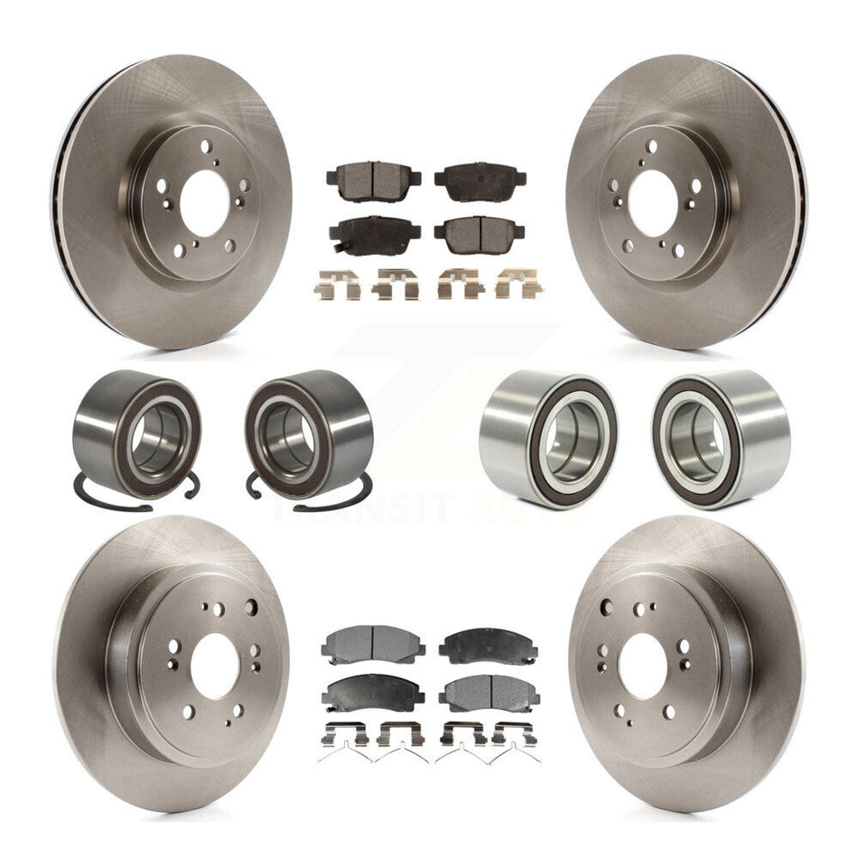 Front Rear Wheel Bearings Disc Brake Rotors And Ceramic Pads Kit (10Pc) For 2006-2014 Honda Ridgeline KBB-107296