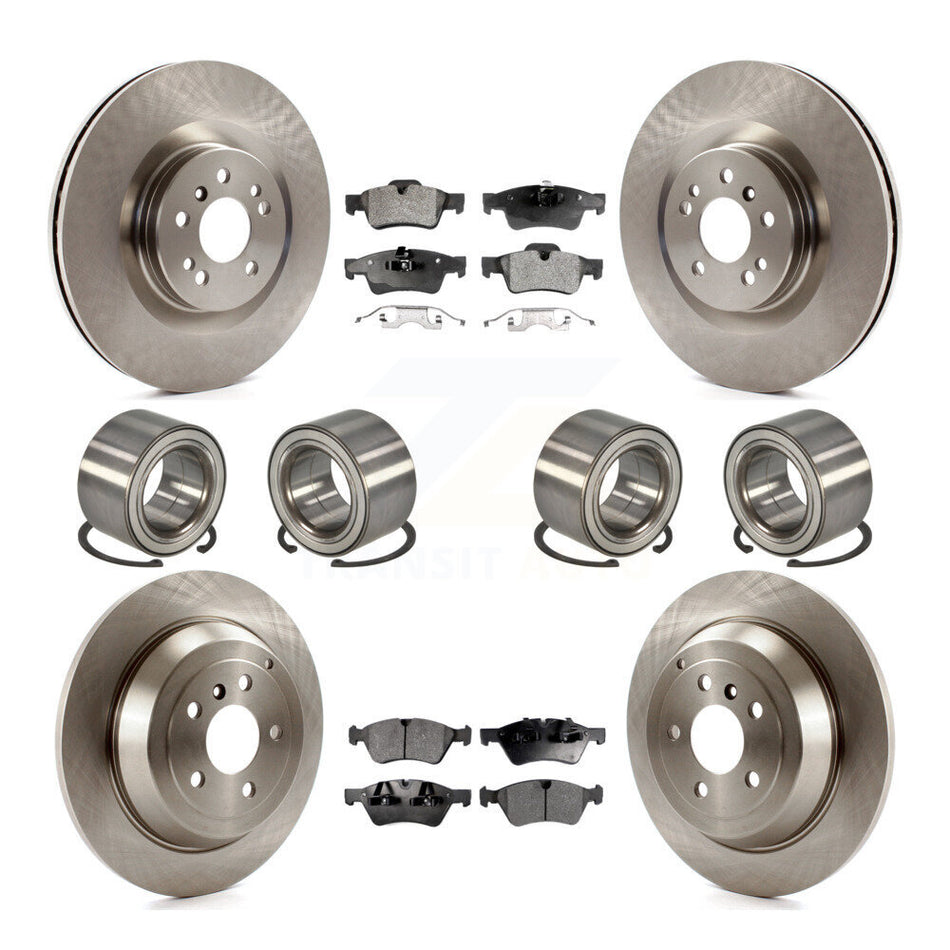 Front Rear Wheel Bearings Disc Brake Rotors And Ceramic Pads Kit (10Pc) For 2007-2009 Mercedes-Benz ML320 With 350mm Diameter Rotor KBB-107303