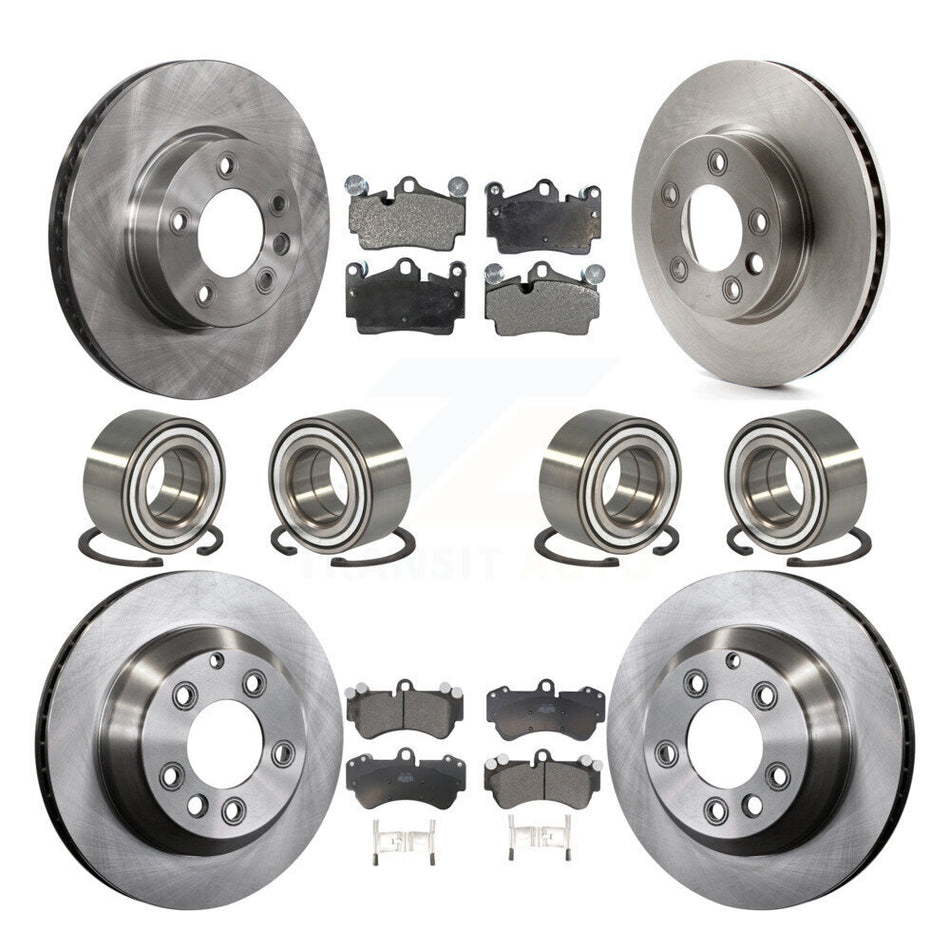 Front Rear Wheel Bearings Disc Brake Rotors And Ceramic Pads Kit (10Pc) For Porsche Cayenne Volkswagen Touareg With 330mm Diameter Rotor KBB-107321