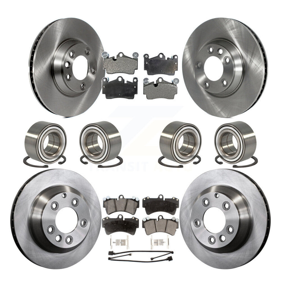Front Rear Wheel Bearings Disc Brake Rotors And Ceramic Pads Kit (10Pc) For Audi Q7 Volkswagen Touareg KBB-107325