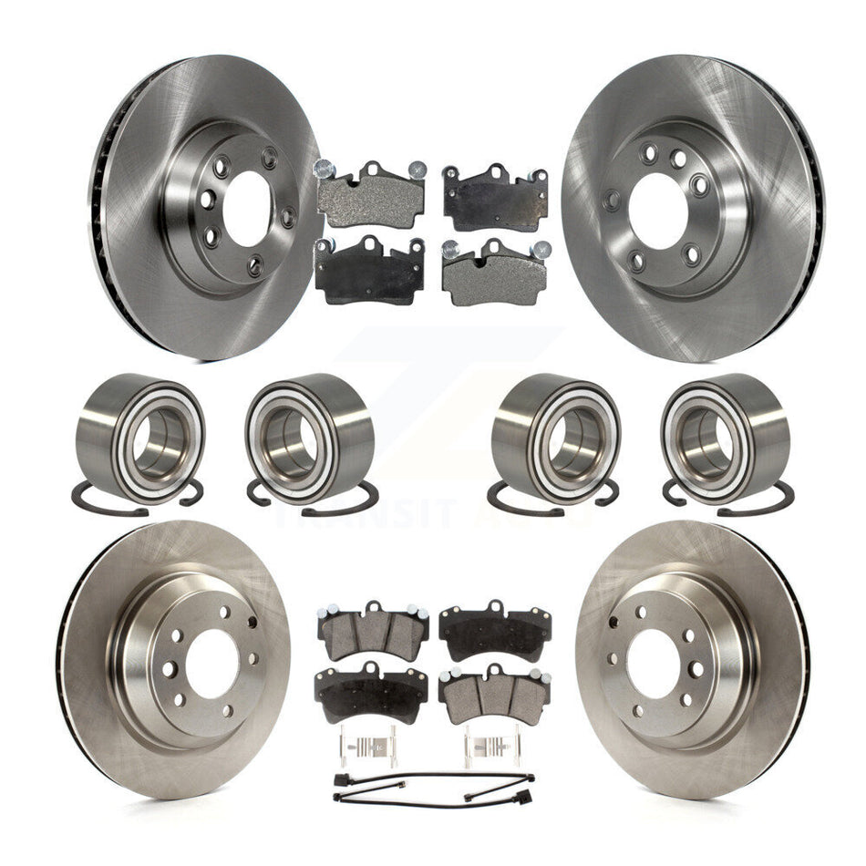 Front Rear Wheel Bearings Disc Brake Rotors And Ceramic Pads Kit (10Pc) For 2011-2012 Audi Q7 With 358mm Diameter Rotor KBB-107326